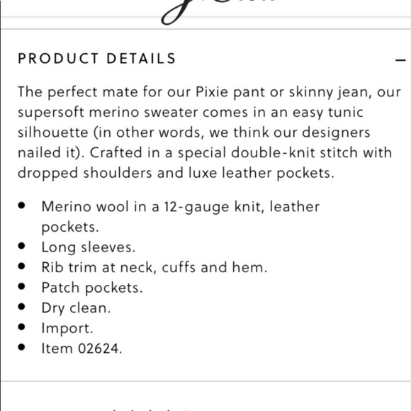 J.Crew 100% Merino Wool Leather Pocket Tunic Sweater Black Longline Style 02624 - Picture 15 of 16